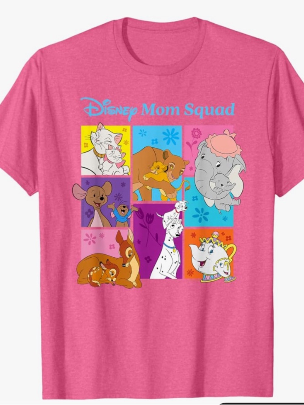 Disney Pink 'Mom Squad' Graphic Tee with Multicolor Character Print